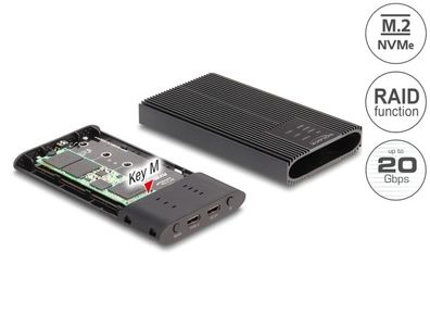 Delock Externes Gehäuse USB 20 Gbps für 2 x M.2 NVMe PCIe