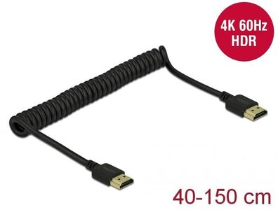 Delock HDMI Spiralkabel 4K 60 Hz