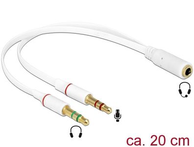 Delock Headset Adapter 1 x 3,5 mm 4 Pin Klinkenbuchse > 2 x 3,5 mm 3 Pin Klinke