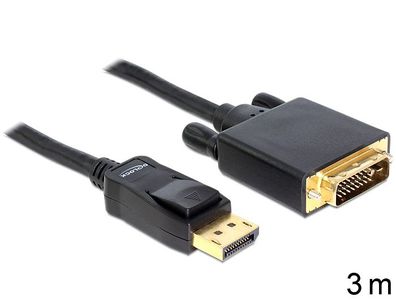 Delock Kabel Displayport 1.1 Stecker > DVI 24 + 1 Stecker Passiv 3 m schwarz