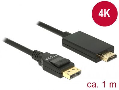 Delock Kabel Displayport 1.2 Stecker > HDMI-A Stecker 1 m schwarz 4K
