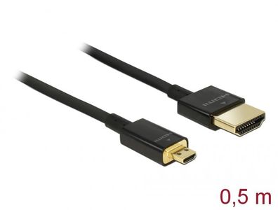 Delock Kabel HDMI A Stecker > HDMI Micro D Stecker 3D 4K 0,5 m