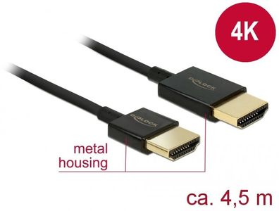 Delock Kabel HDMI-A Stecker > HDMI-A Stecker 3D 4K 4,5 m Aktiv Slim High Quality