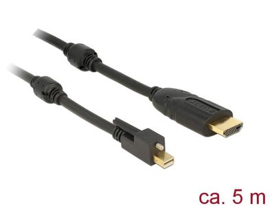 Delock Kabel mini Displayport 1.2 Stecker mit Schraube > HDMI Stecker 5 m