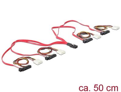 Delock Kabel mini SAS SFF-8087 > 4 x SAS SFF-8482 + Power 50 cm