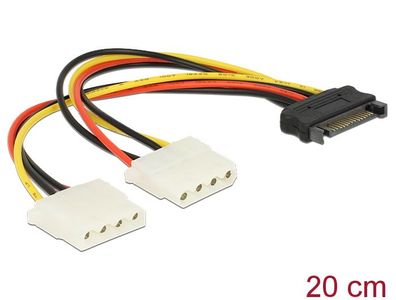 Delock Kabel Power SATA 15pin > 2x 4pin Molex Buchse 20cm