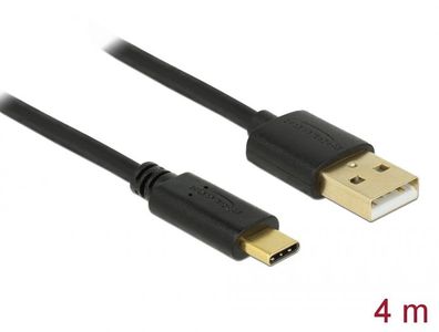 Delock Kabel USB 2.0 Typ-A Stecker > Type-C? 2.0 Stecker 4,0 m schwarz