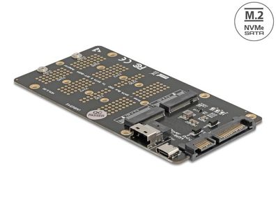Delock Konverter M.2 Key M NVMe SSD zu SFF-8654 und M.2 Key B SATA SSD zu SATA
