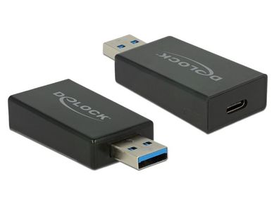 Delock Konverter USB 3.1 Gen 2 Typ-A Stecker > USB Type-C? Buchse Aktiv schwarz