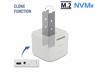 Delock M.2 Dockingstation für 2 x M.2 NVMe PCIe SSD mit Klon Funktion