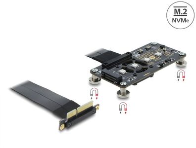 Delock PCI Express 3.0 x4 zu M.2 Key M Adapter mit Lüfter und Kabel 10 cm