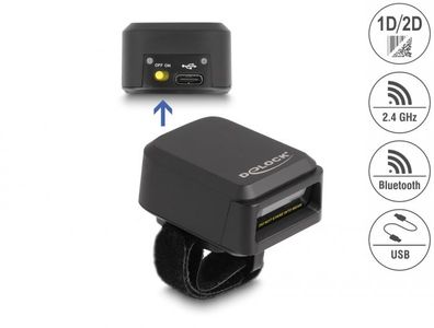 Delock Ringbarcode Scanner 1D und 2D mit 2,4 GHz oder Bluetooth