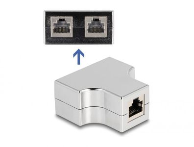 Delock RJ45 Splitter / T-Adapter 1 x RJ45 Buchse zu 2 x RJ45 Buchse Cat.5e STP