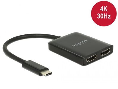 Delock Splitter USB Type-C? Stecker > 2 x HDMI Buchse DP-Alt Mode kompakt