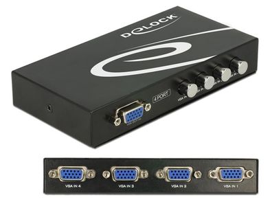Delock Switch 4-port VGA manuell bidirektional