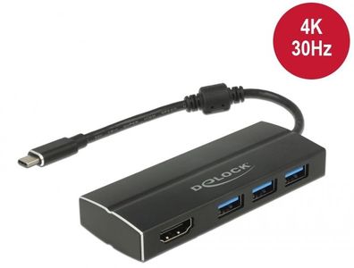 Delock USB 3.1 Type-C zu 3 x USB 3.0 Hub + 1 x HDMI 4K 30 Hz