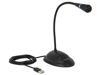 Delock USB Schwanenhals Mikrofon m. Standfuß u. Mute + On / Off