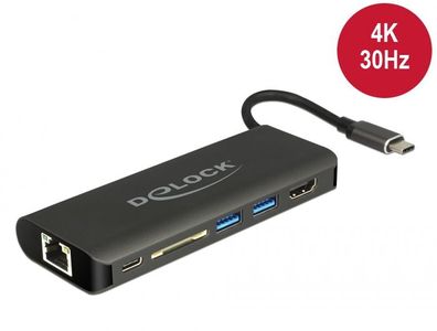 Delock USB Type-C? 3.1 Dockingstation HDMI 4K 30 Hz, Gigabit LAN u. USB PD Funkt