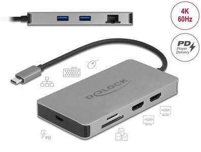 Delock USB Type-C? Dockingstation 4K - Dual HDMI MST / USB 3.2