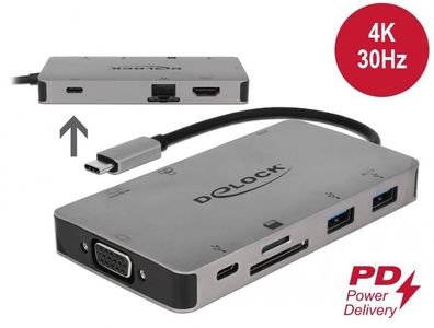 Delock USB Type-C? Dockingstation 4K - HDMI / VGA / USB 3.1 / SD / LAN / PD 3.0