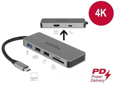Delock USB Type-C? Dockingstation für Mobilgeräte 4K - HDMI / Hub / SD / PD 2.0