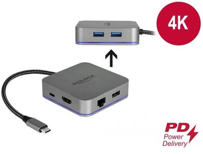 Delock USB Type-C? Dockingstation für Mobilgeräte 4K - HDMI/Hub/LAN/ PD 3.0