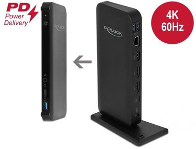 Delock USB Type-C? DP 1.4 Dockingstation 4K - HDMI/DP 1.4/USB 3.2/LAN/PD 3.0