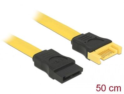 Delock Verlängerungskabel SATA 6 Gb/s Stecker > SATA Buchse 50 cm gelb