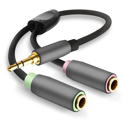 helos Adapterkabel, Klinke 3,5mm Stecker/2x Klinke 3,5mm Buchse, REMIUM, schwarz