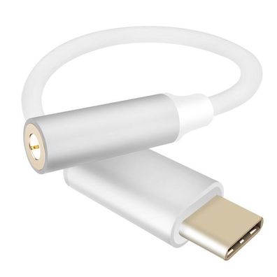 helos Adapterkabel, USB 3.1 Type-C? St./Klinkenbuchse 3,5mm, Premium, silber