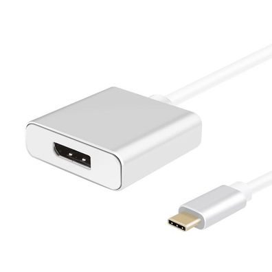 helos Adapterkabel, USB 3.1 Type-C? Stecker/DisplayPort 1.2 Bu., Premium, silber