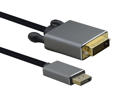 helos Anschlusskabel, DisplayPort Stecker/DVI Stecker, Premium, 1,0m, schwarz