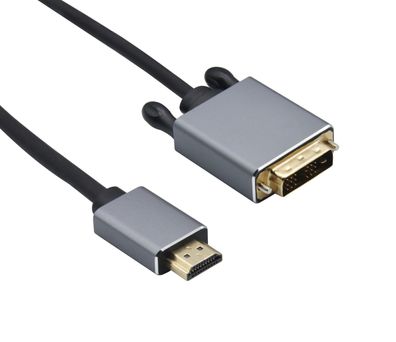 helos Anschlusskabel, HDMI Stecker/DVI Stecker, Premium 4K, 2,0m, schwarz