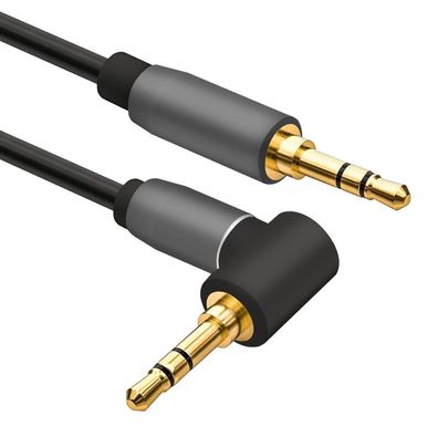 helos Anschlusskabel, Klinke 3,5mm Stecker/Stecker 90°, Premium, 2,0m, schwarz