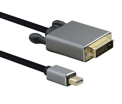 helos Anschlusskabel, mini DisplayPort St./DVI St., Premium, 1,0m, schwarz
