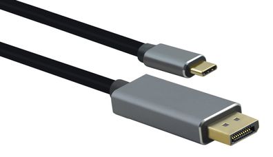 helos Anschlusskabel, USB 3.1 Type-C? St./DisplayPort St, Premium, 1,8m, schwarz