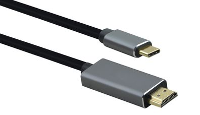 helos Anschlusskabel, USB 3.1 Type-C?/HDMI St., Premium, 1,8m, schwarz