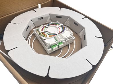 helos FTTH-Anschlussset, beidseitig mit 4 LC-APC-Steckern vorkonfektioniert, 50m