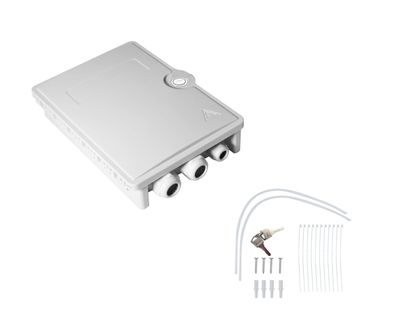 helos FTTH-Hausanschlussbox für max. 24 Fasern, 6x LC/QD oder SC/DX