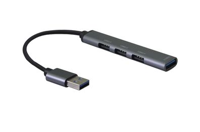 helos HUB, 4in1 USB-A 3.0 St./3x USB-A 2.0 Bu. + 1x USB-A 3.0 Bu., spacegrau