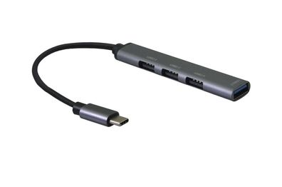 helos HUB, 4in1 USB-C 3.2 St./3x USB-A 2.0 Bu. + 1x USB-A 3.0 Bu., spacegrau