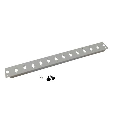 helos LWL 19Zoll Breakoutbox Frontplatte 12-Fach Blende unbestückt, grau