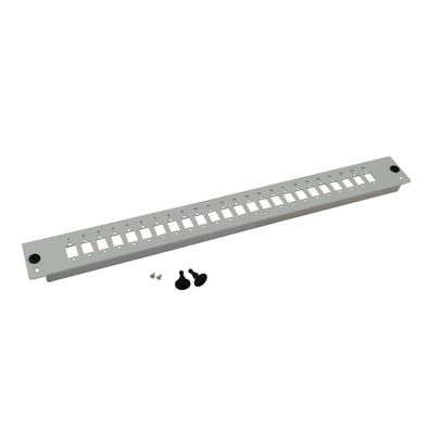 helos LWL 19Zoll Breakoutbox Frontplatte 24-fach Blende unbestückt, grau
