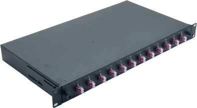 helos LWL 19Zoll Spleissbox 12 x LC Duplex OM4, spleißfertig, schwarz