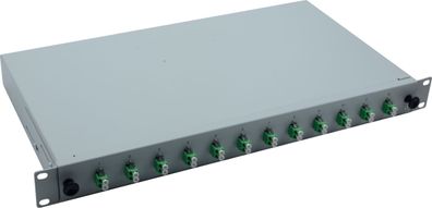 helos LWL 19Zoll Spleissbox 12 x LC/APC Duplex OS2, spleißfertig, grau