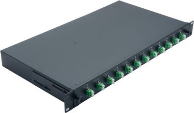 helos LWL 19Zoll Spleissbox 12 x LC/APC Duplex OS2, spleißfertig, schwarz