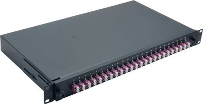 helos LWL 19Zoll Spleissbox 24 x LC Duplex OM4, spleißfertig, schwarz