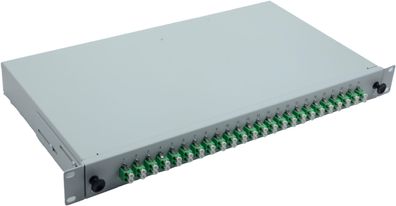 helos LWL 19Zoll Spleissbox 24 x LC/APC Duplex OS2, spleißfertig, grau