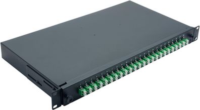 helos LWL 19Zoll Spleissbox 24 x LC/APC Duplex OS2, spleißfertig, schwarz