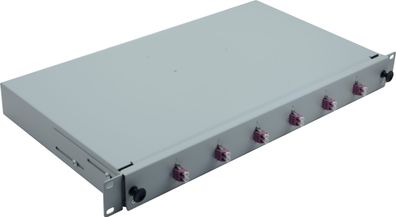 helos LWL 19Zoll Spleissbox 6 x LC Duplex OM4, spleißfertig, grau